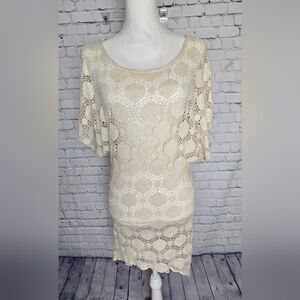 Cream Lace Swim Cover Up M